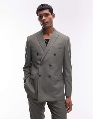 Topman Skinny Suit Jacket In Khaki-green