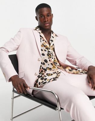 Topman skinny suit jacket in pink texture - ASOS Price Checker