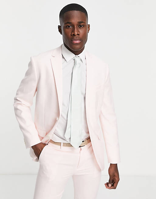 Topman skinny suit jacket in pink | ASOS