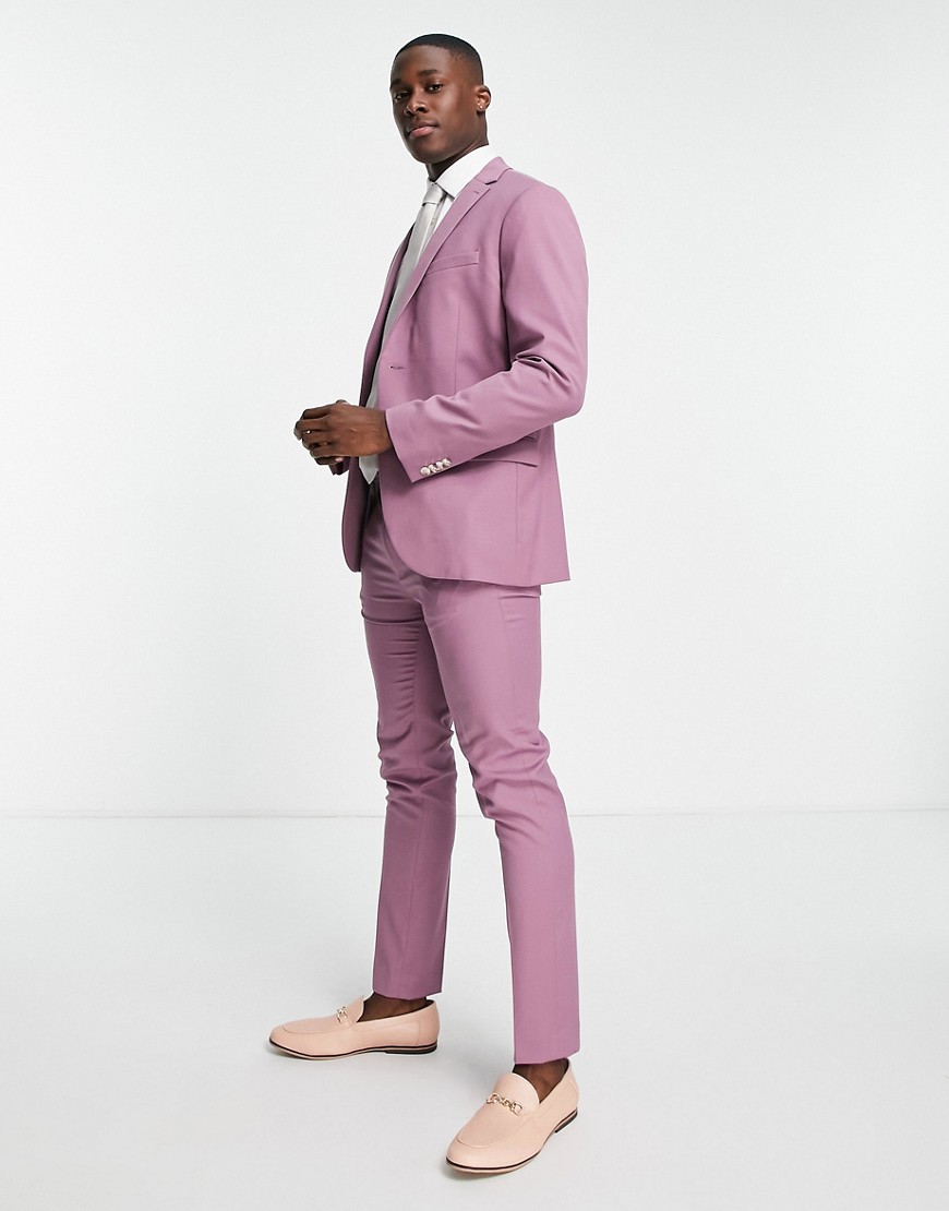 topman skinny suit jacket in purple