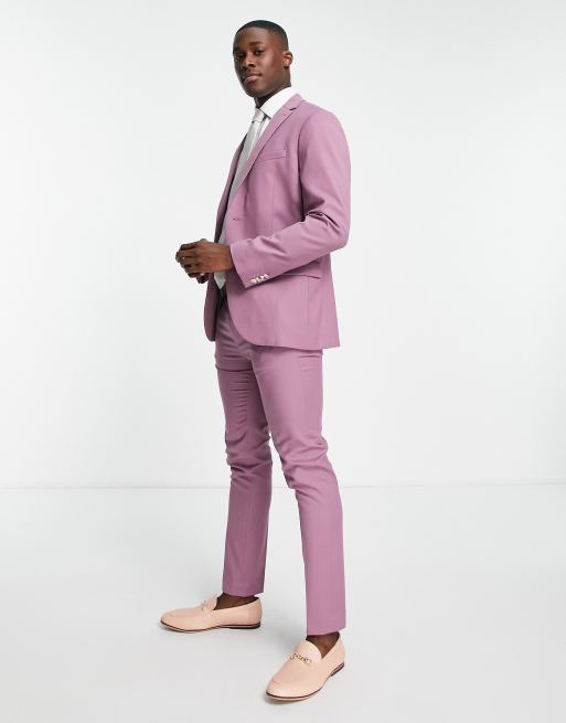 Topman skinny suit jacket in purple