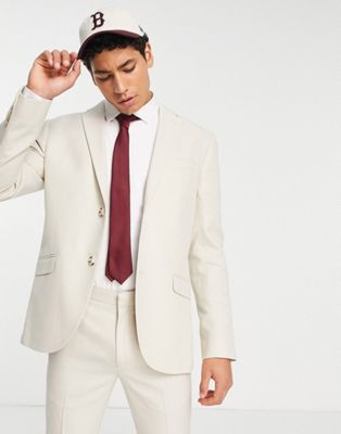 Topman skinny suit jacket in stone texture - ASOS Price Checker