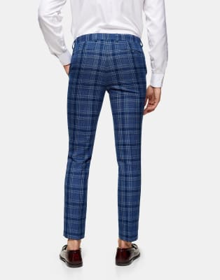 blue checkered suit pants