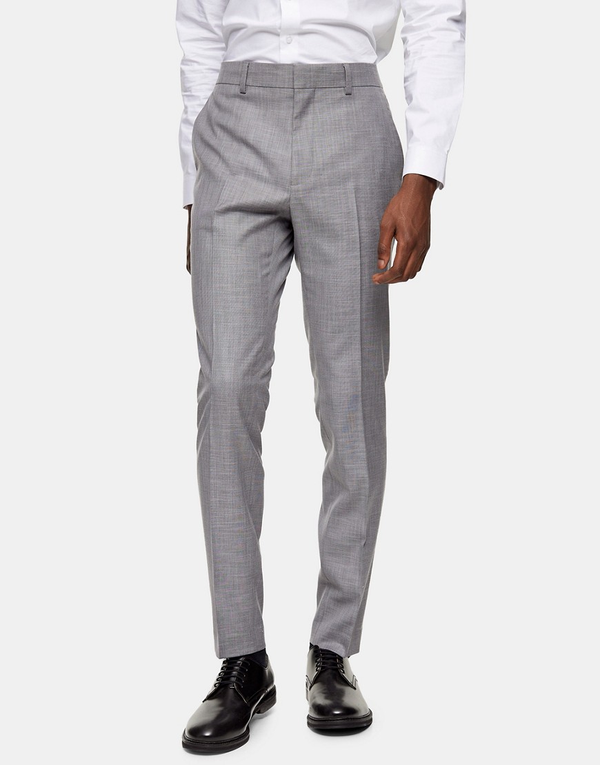 Topman skinny suit pant in gray-Grey