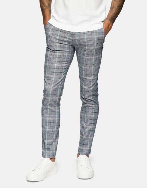 Topman skinny suit pants in grey check ASOS
