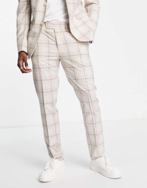 Topman skinny suit pants in pink check | ASOS