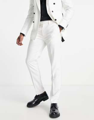 white skinny suit pants