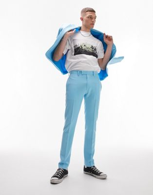 Topman skinny suit trouser in blue - ASOS Price Checker