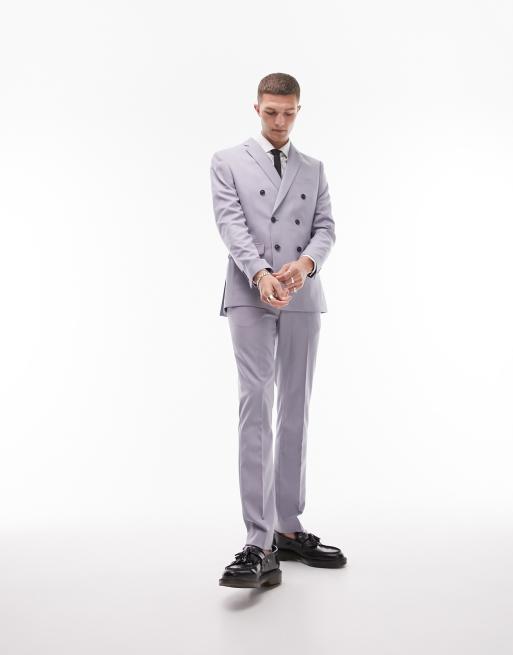 Topman skinny double breast notch lapel suit in blue ASOS
