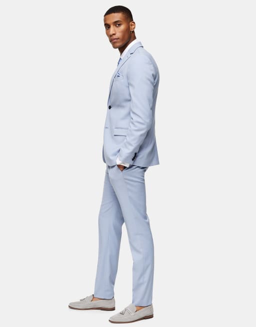 Topman skinny suit trousers in light blue ASOS