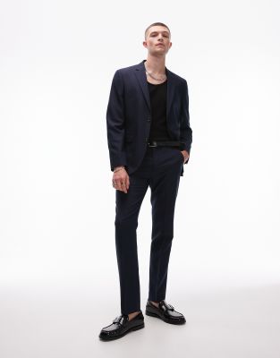 Topman skinny suit trousers in navy