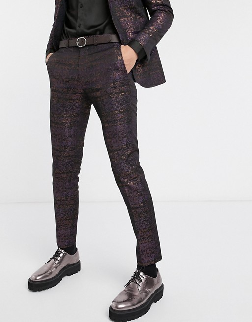 Topman skinny suit trousers with floral print
