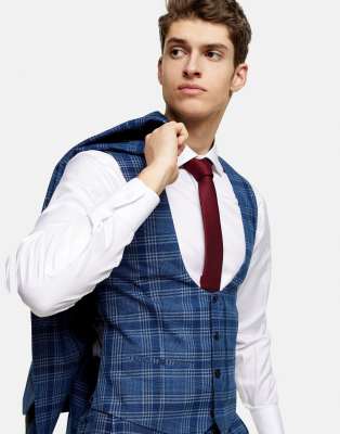 topman blue check suit