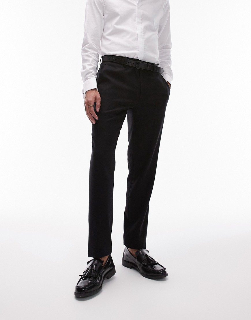 Topman Skinny Textured Pants In Black