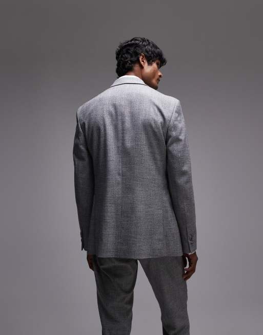 Topman skinny textured suit jacket in gray, 4 of 5