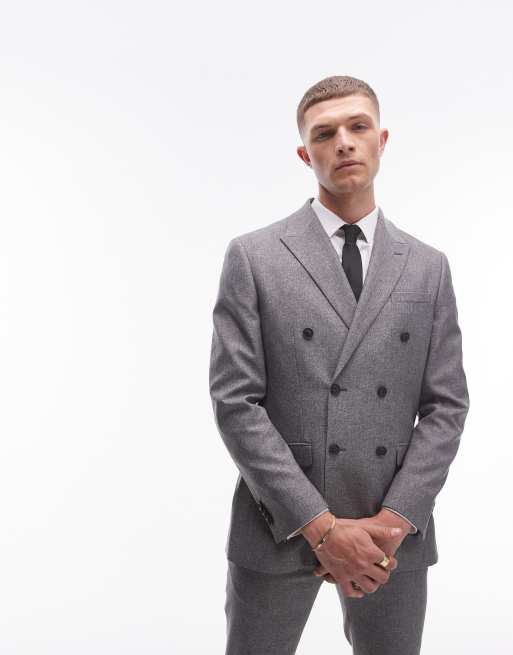  Topman skinny textured suit jacket in grey