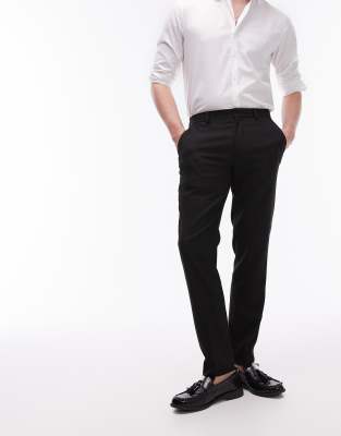 skinny textured suit pants in black