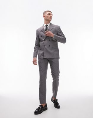 Topman Skinny Textured Suit Pants In Gray