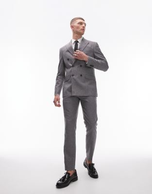 skinny textured suit pants in gray