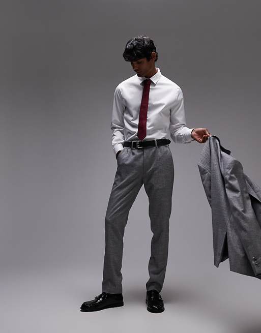 grey dress pants with white shirt Indochino Men's Custom Harrogate Light Gray making comfort and movement key Topman skinny textured suit pants