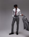 [Topman] Topman skinny textured suit pants in grey W28R Grey