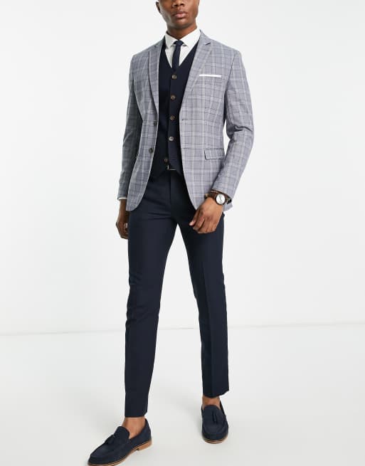 Grey suit jacket with navy clearance pants