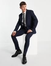 Topman skinny textured suit pants in navy