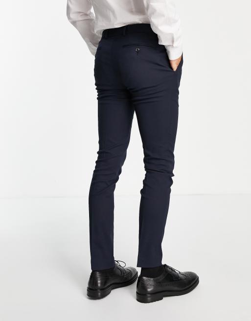 Topman skinny textured suit pants in navy