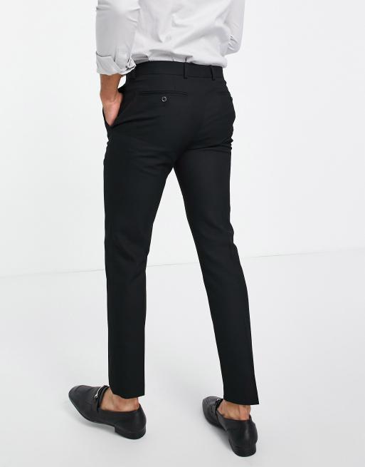 Slim fit B-91 Formal Black Textured Trousers - Texa