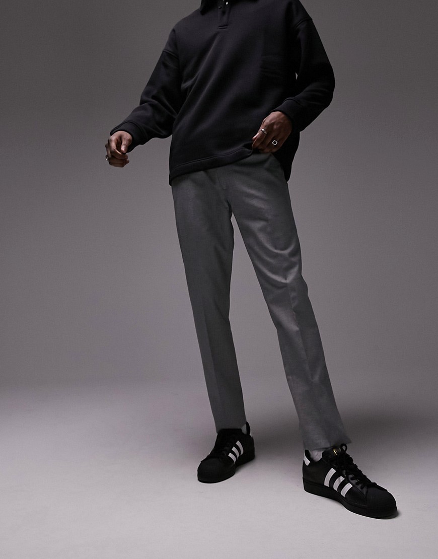 Topman skinny textured trousers in grey