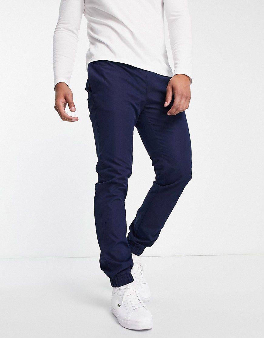 topman skinny trousers with elasticated waist in navy