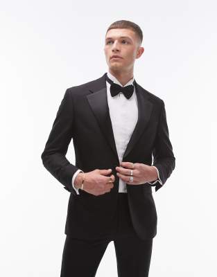 skinny tux suit jacket in black