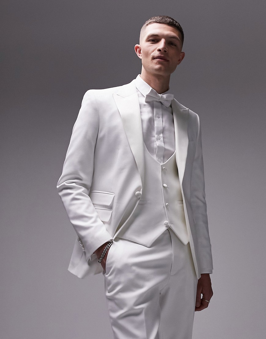 Topman Skinny Tux Suit Jacket In White