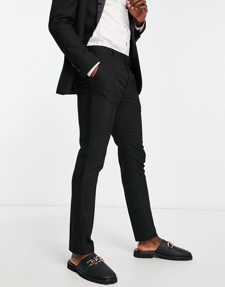 Topman Skinny Tux Suit Pants In Black