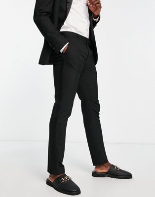 Topman skinny tux suit trousers in black