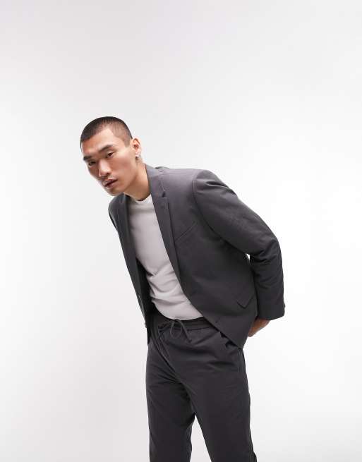 Charcoal Grey Slim Two Button Suit Jacket