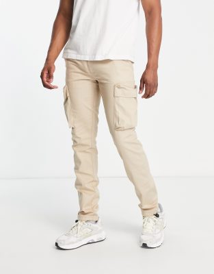 Shop Topman Skinny Two Pocket Cargo Pants In Stone-neutral