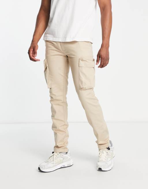 Skinny Fit Cargo Pants - Beige - Men