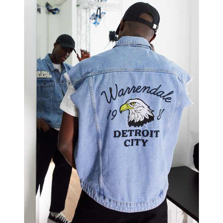 Denim vest with MLB™ patches in light blue