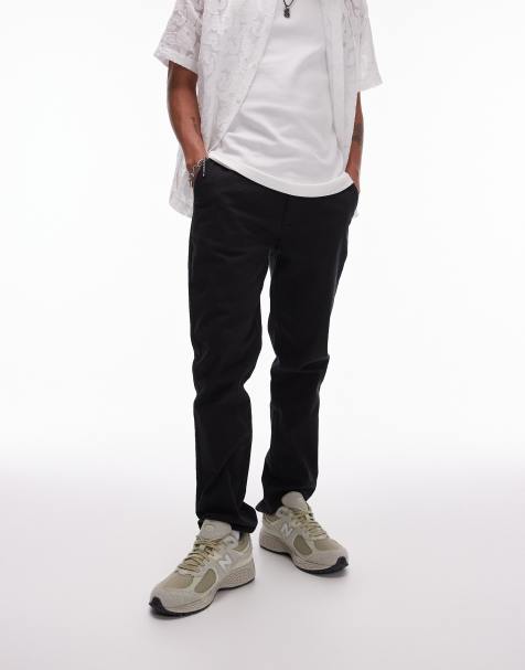 Topman slim chino pants in black - view 1