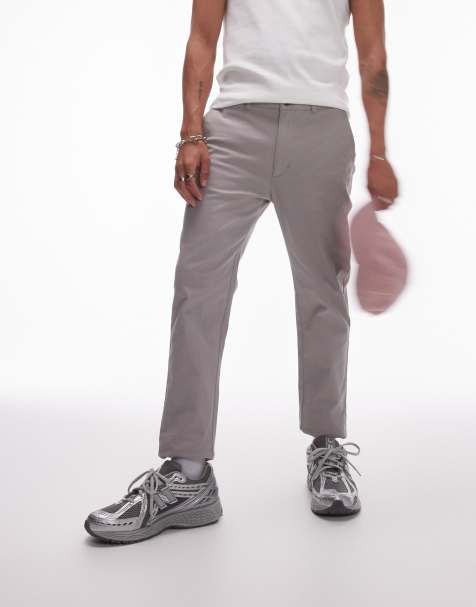 Topman slim chino pants in grey - view 1
