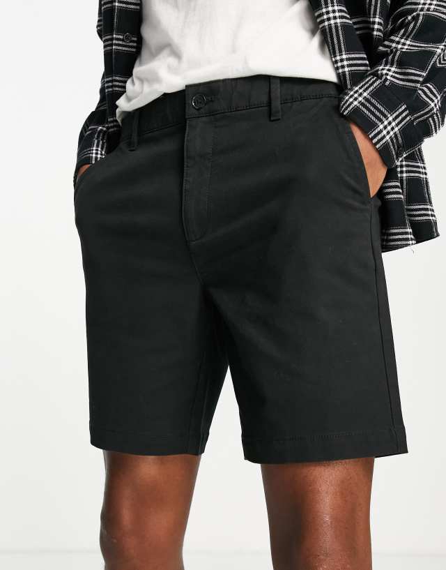 Topman slim chino short in black