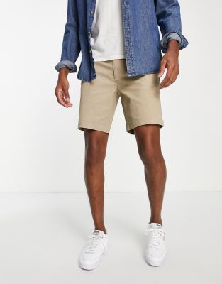 Topman Slim Chino Short In Stone-neutral