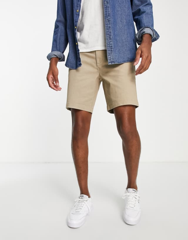 Topman slim chino short in stone