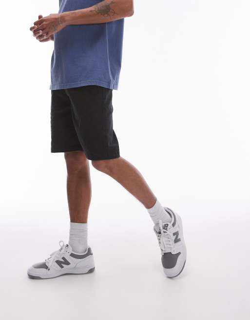 Topman slim chino shorts in black