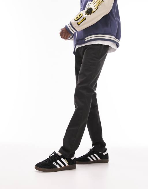 Topman slim chino trousers in black