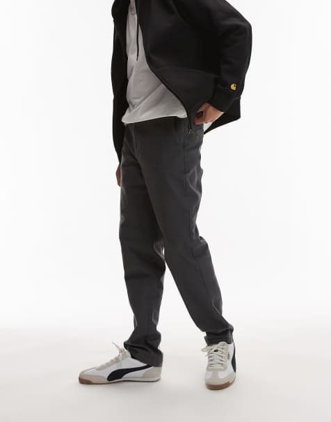Topman slim chino trousers in charcoal - view 1