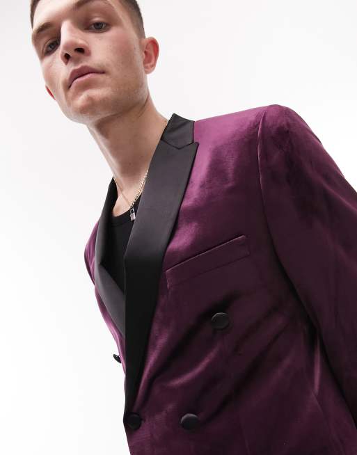 Purple velvet suit on sale coat