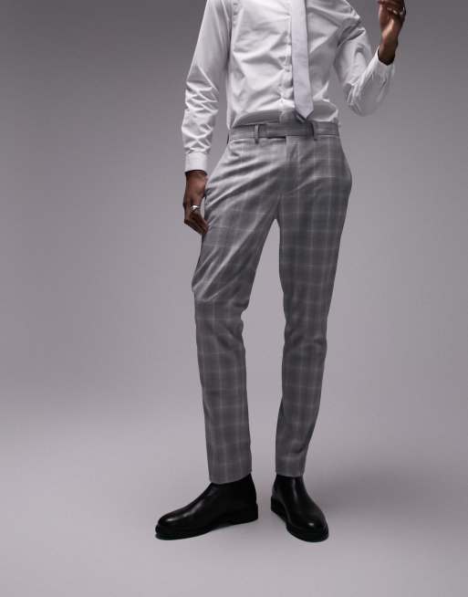 Grey checkered suit hot sale pants