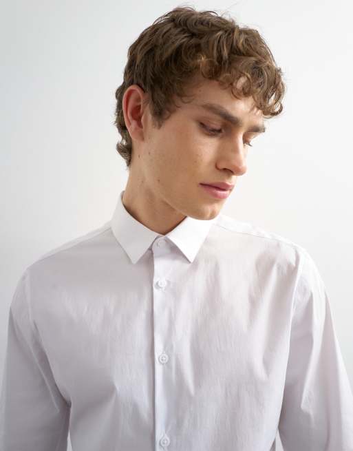 Topman slim fit long sleeve formal stretch shirt in white, 3 of 5